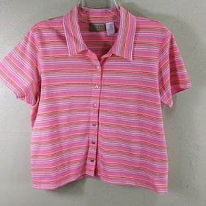 Vintage Lizwear Coral Striped Knit Top - PM  - NWT